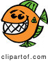 Cartoon Vector of a Happy Fish with a Big Teeth - Orange and Green Theme by Zooco