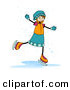 Cartoon Vector of a Happy Girl Ice Skating in the Snow by BNP Design Studio