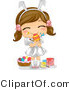 Cartoon Vector of a Happy Girl Painting Easter Eggs by BNP Design Studio
