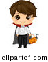 Cartoon Vector of a Happy Halloween Vampire Boy with a Pumpkin Basket by BNP Design Studio