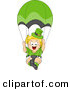Cartoon Vector of a Happy Leprechaun Toddler Parachuting down from the Sky by BNP Design Studio