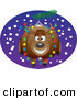 Cartoon Vector of a Happy Reindeer Christmas Ornament on a Tree by Toonaday