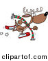 Cartoon Vector of a Happy Reindeer Running Fast by Toonaday