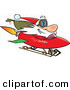 Cartoon Vector of a Happy Santa Driving a Rocket Sled with Bag of Presents by Toonaday