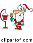 Cartoon Vector of a Happy Santa Ringing Bell Beside Donation Collection Container by Toonaday