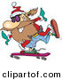Cartoon Vector of a Happy Santa Skateboarding by Toonaday