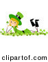 Cartoon Vector of a Happy St. Patrick's Day Girl Laying in Clovers by BNP Design Studio