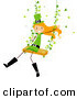 Cartoon Vector of a Happy St. Patrick's Day Girl Swinging with Clovers by BNP Design Studio