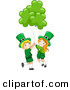 Cartoon Vector of a Happy St. Patrick's Day Leprechaun Boy and Girl Holding Clover Balloons by BNP Design Studio