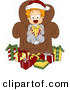 Cartoon Vector of a Happy Toddler Sitting in a Chair Surrounded by Presents on Christmas by BNP Design Studio