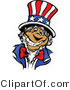 Cartoon Vector of a Happy Uncle Sam Wearing an American Top Hat with a Big Grin by Chromaco
