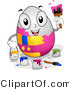 Cartoon Vector of a Happy White Easter Egg Painting Itself by BNP Design Studio
