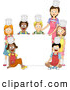 Cartoon Vector of a Home Economics Cooking Class and Teacher Around a Blank Sign by BNP Design Studio