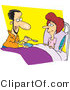 Cartoon Vector of a Husband Spoon Feeding His Sick Wife by Toonaday