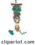 Cartoon Vector of a Man Hanging Upside down in Tangled Christmas Lights by Toonaday