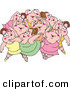 Cartoon Vector of a Nine Happy Ladies Dancing on the Ninth Day of Christmas by Toonaday
