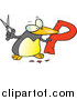 Cartoon Vector of a Penguin Cutting out the Alphabet Letter 'P' by Toonaday