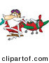 Cartoon Vector of a Pilot Santa Beside an Airplane by Toonaday