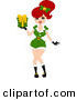Cartoon Vector of a Pin-up Elf Girl Holding a Gift for Christmas by BNP Design Studio