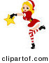 Cartoon Vector of a Pin-up Girl Holding a Star for Christmas by BNP Design Studio