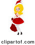 Cartoon Vector of a Pin-up Girl in a Santa Suit Dress for Christmas by BNP Design Studio