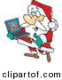 Cartoon Vector of a Santa Carrying a Laptop Computer by Toonaday