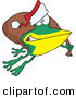 Cartoon Vector of a Santa Frog Hopping with Bag of Presents by Toonaday