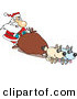 Cartoon Vector of a Santa Mushing Presents on Sled with Dogs Pulling by Toonaday