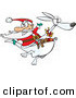 Cartoon Vector of a Santa Riding Albino Kangaroo with Presents by Toonaday