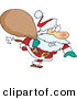 Cartoon Vector of a Santa Rushing with Bag of Presents by Toonaday