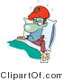 Cartoon Vector of a Sick Man Turning Green While Laying in Medical Bed with Ice Pack over Head by Toonaday