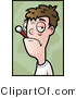 Cartoon Vector of a Sick Young Man with Thermometer in His Mouth by Cory Thoman