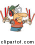Cartoon Vector of a Stressed Male Traffic Controller Waving Wands by Toonaday