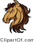 Cartoon Vector of a Strong Grinning Brown Horse Staring with Intimidating Eyes by Chromaco