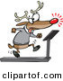 Cartoon Vector of a Tired Christmas Reindeer Running on Treadmill by Toonaday