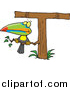 Cartoon Vector of a Toucan on an Alphabet Letter 'T' Shaped Tree by Toonaday