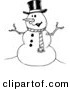 Cartoon Vector of Cartoon Friendly Snowman - Coloring Page Outline by Toonaday