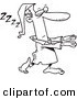 Cartoon Vector of Cartoon Guy Sleep Walking - Coloring Page Outline by Toonaday