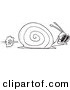 Cartoon Vector of Cartoon Racing Snail - Coloring Page Outline by Toonaday