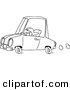 Cartoon Vector of Cartoon Short Woman Driving - Coloring Page Outline by Toonaday