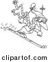Cartoon Vector of Cartoon Skier Guy - Coloring Page Outline by Toonaday