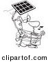 Cartoon Vector of Cartoon Solar Power Guy - Coloring Page Outline by Toonaday