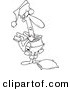 Cartoon Vector of Cartoon Thin Man Dressing As Santa - Coloring Page Outline by Toonaday
