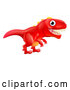 Cartoon Vector of Cute Red Tyrannosaurus Rex Dinosaur by AtStockIllustration