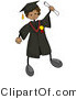 Cartoon Vector of Graduating Stick Boy Wearing Cap and Gown While Holding out His Certificate by BNP Design Studio