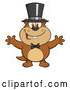 Cartoon Vector of Groundhog Wearing a Hat and Welcoming by Hit Toon