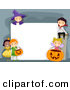 Cartoon Vector of Halloween Kids Around a Blank Sign by BNP Design Studio