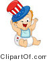 Cartoon Vector of Happy American Baby Wearing Red White and Blue Top Hat by BNP Design Studio