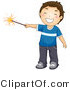 Cartoon Vector of Happy Boy Holding Lit Sparkler Firework on the 4th of July by BNP Design Studio