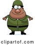 Cartoon Vector of Happy Chubby Black Army Man by Cory Thoman